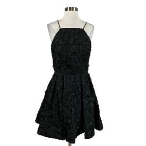 Black Embroidered Lace Fit and Flare Mini Cocktail Dress Size 8 LBD by AQUA